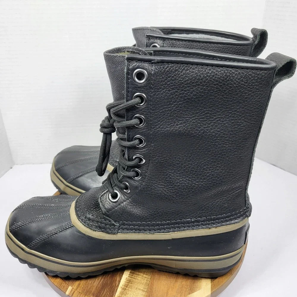 Sorel 1964 Premium T Mens Boots Size 8 Black Waterproof Leather Duck Snow NM1561